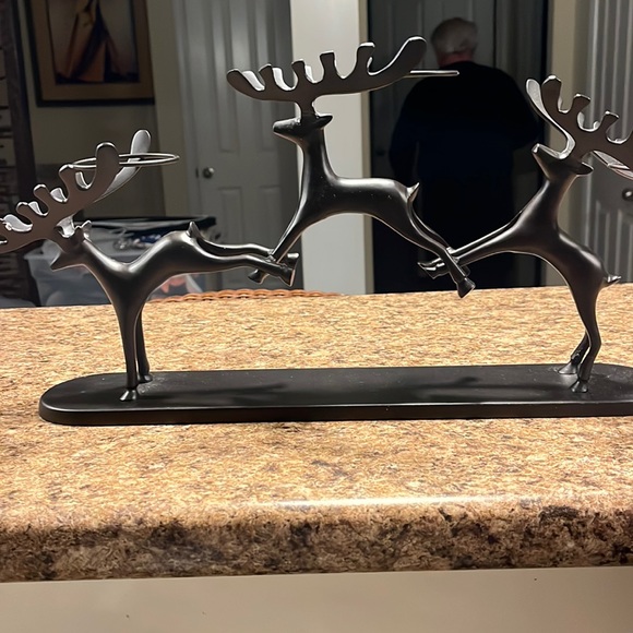 Pottery Barn Holiday Pottery Barn Triple Reindeer Candle Holder New